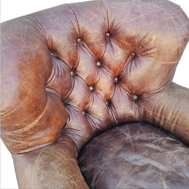 Restoration Hardware Churchill Tufted Leather Armchair For Sale - Image 15 of 18