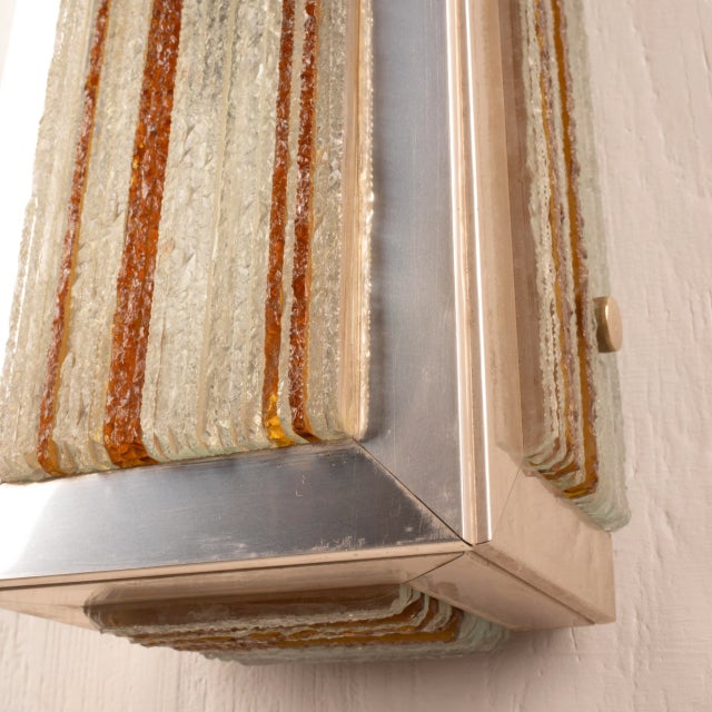 Gold Glass and Aluminum Wall Light by Albano Poli for Poliarte, 1960s For Sale - Image 8 of 10