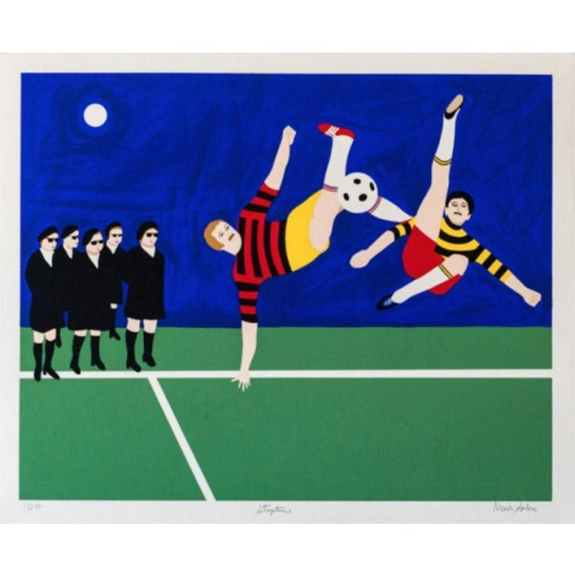 1979 Mark Sabin "Stop Time (Soccer)" Hand Signed Numbered Screenprint For Sale