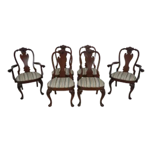 Set of 6 Ethan Allen Philadelphia Mahogany Dining Room Chairs
