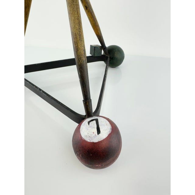 Mid-Century Modern Vintage Billiard Ball Tripod Glass Top Accent Table For Sale - Image 3 of 11