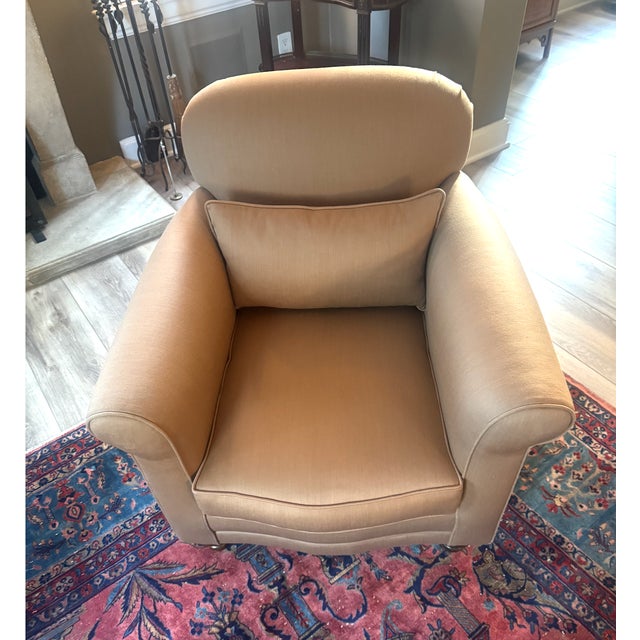 Pair of Designer Lounge Chairs Newly Upholstered in Holland & Sherry Polished Wool For Sale In Los Angeles - Image 6 of 9