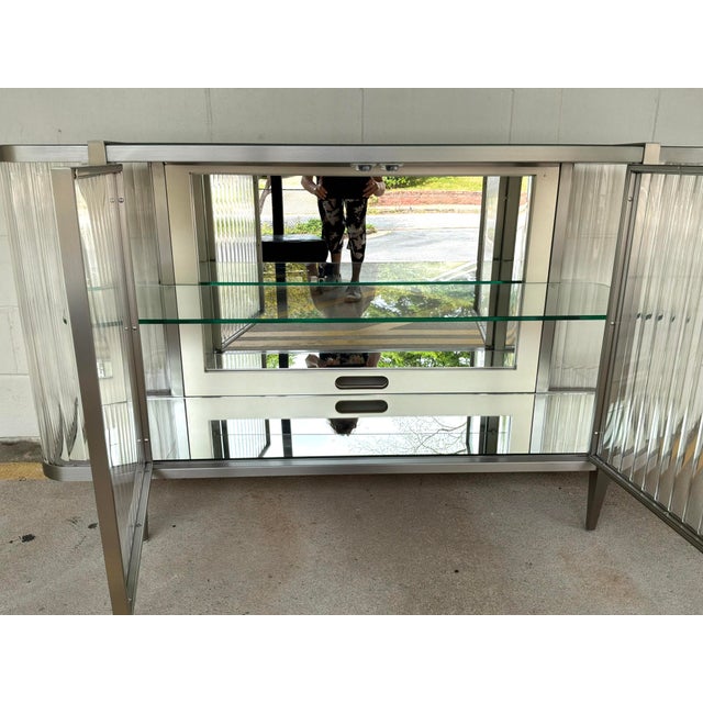 Metal Caracole Modern Acrylic and Sati Nickel Light Up Stop and Stare Sideboard For Sale - Image 7 of 10