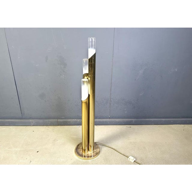 Vintage Brass and Murano Glass Floor Lamp, Italy, 1970s For Sale - Image 12 of 13