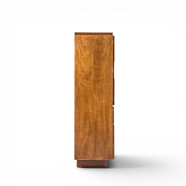 Lane Furniture Lane Staccato Brutalist Mid Century Walnut Armoire Dresser For Sale - Image 4 of 10