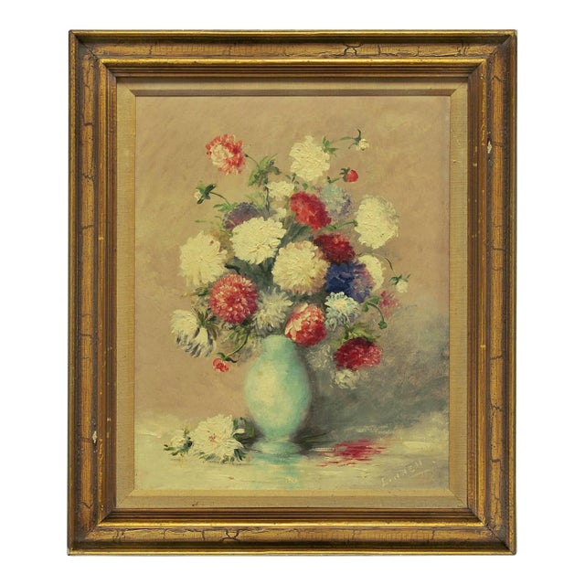 Unknown, Untitled (Bouquet of Flowers in a Blue Vase) For Sale
