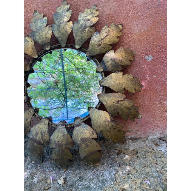 French Metal midcentury starburst mirror. 20” dia 41-009