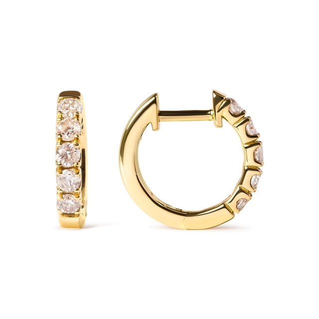 Haus of Brilliance 10K Yellow Gold 1/2 Cttw Round-Cut Diamond Hoop Earrings, Pair For Sale - Image 4 of 4