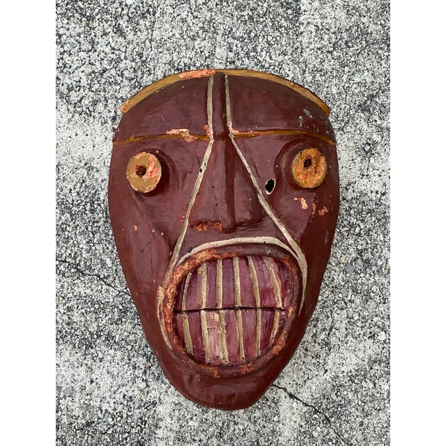 Vintage False Face Society Iroquois Mask For Sale In West Palm - Image 6 of 12