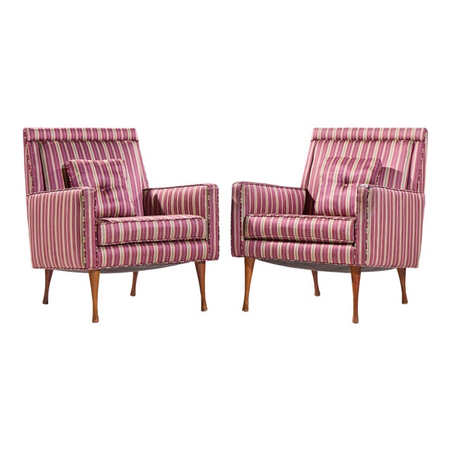 Paul McCobb for Widdicomb Symmetric Group Mid Century Walnut Lounge Chairs - Pair For Sale