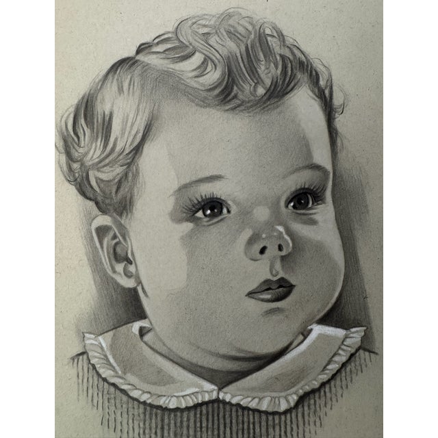 Original graphite pencil drawing by American artist and illustrator Theodore E. Schrock (1879–1952), depicting a young...