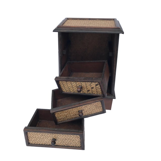 Wooden Box Drawers Treasure Chest Case Indonesia Jewelry Trinket
