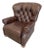 Ethan Allen Cromwell Tufted Wingback Chesterfield Recliner in Brown Leather For Sale