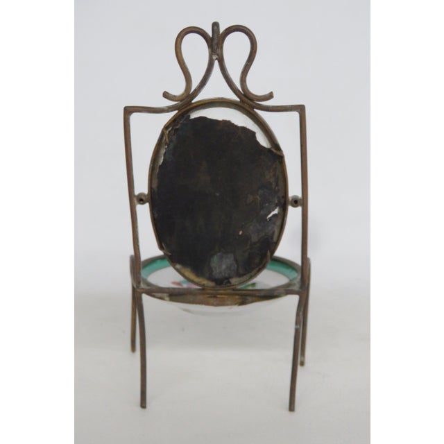 Victorian Victorian Brass and Porcelain Miniature Chair Mirrored Pocket Watch Holder 5052b For Sale - Image 3 of 18