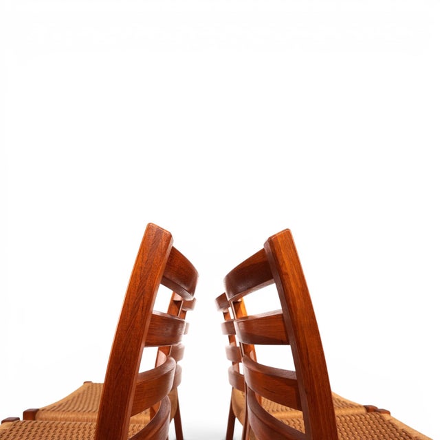 Model 408 Teak Paper Cord Dining Chairs by Niels Otto Møller for J.L. Møllers, 1975, Set of 4 For Sale - Image 14 of 18
