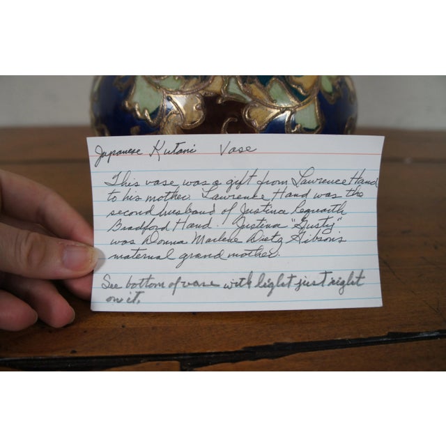 Antique Japanese Meiji Era Porcelain Satsuma Figural Kutani Vase Fu Dogs Geisha For Sale - Image 9 of 13