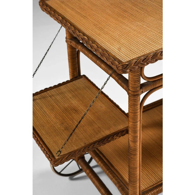 Trolley in Cane and Rattan attributed to Robert Wengler, 1940s For Sale - Image 9 of 11