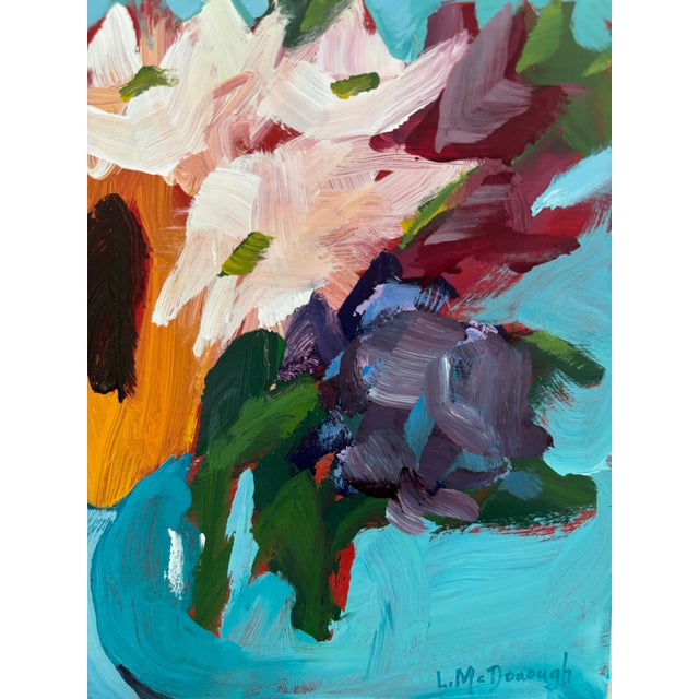 Contemporary “Summer Reckless” Original Acrylic Contemporary Expressionism Floral Still Life by Linda McDonough For Sale - Image 3 of 7