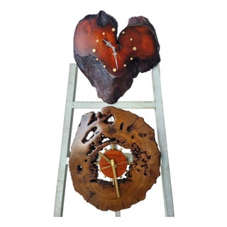 2020s Orbit & Love – One-of-a-Kind Handcrafted Driftwood Clock Duo For Sale