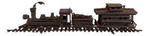 Train on Track with Smoke by Brutalist Artist Chet Blacketer