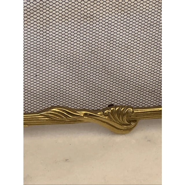 Vintage French Provincial Style Bird & Flower Design Brass Fireplace Screen For Sale - Image 10 of 10