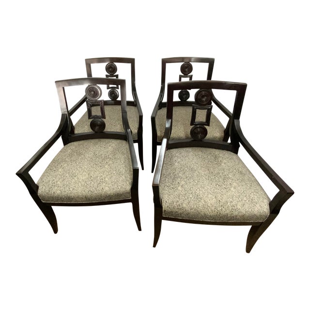 Set of 4 Baker Wooden Arm Chairs Chairish