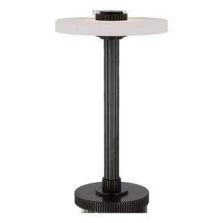 Visual Comfort Signature Aran 9" Rechargeable Accent Lamp in Bronze and Alabaster For Sale