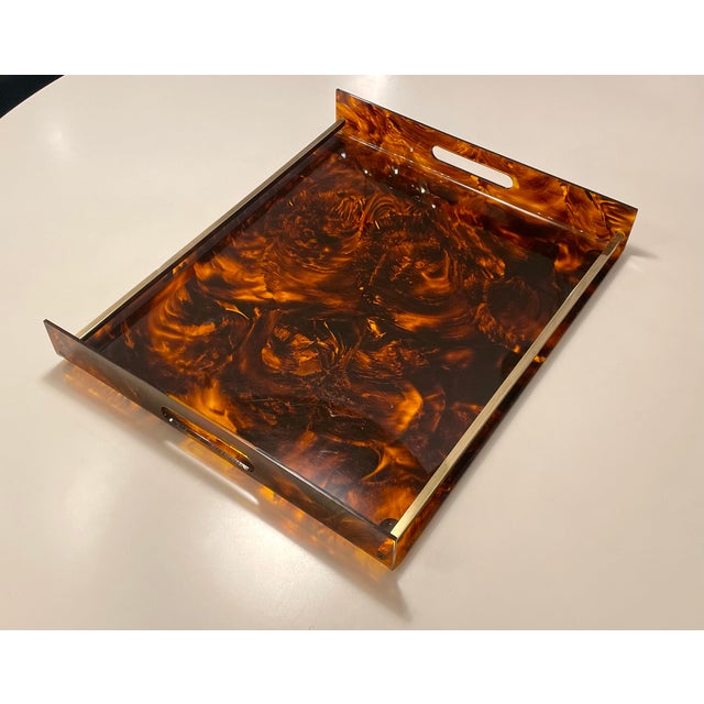 Gold Acrylic Faux Tortoise Tray from Maison Mercier, 1970 For Sale - Image 8 of 8