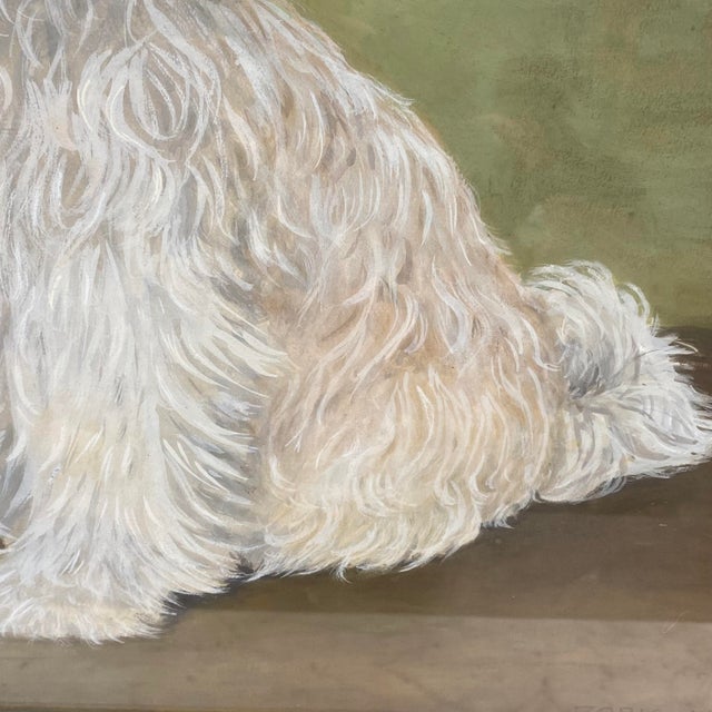 Mid 20th Century Large Signed English Portrait of a White Maltese Terrier Dog For Sale In Portland, ME - Image 6 of 11