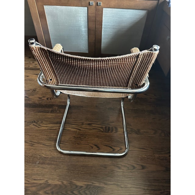 1990s Marcel Breuer Cesca-Style Cantilever Chair With Houndstooth Pony Upholstery For Sale - Image 5 of 6