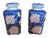 Vintage Chinoiserie Blue and Pink Floral Ceramic Jars- A Pair For Sale - Image 4 of 10