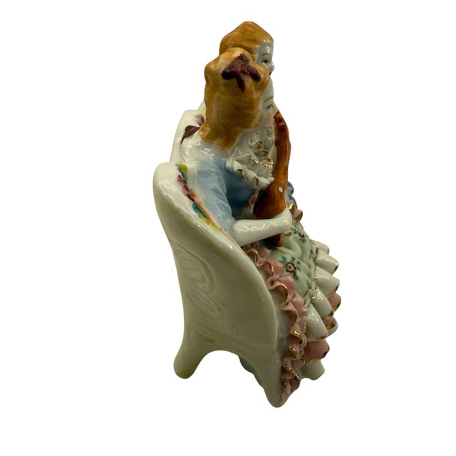 Victorian Early 20th Century Victorian Boy & Girl on Bench Bone China Figurine For Sale - Image 3 of 8