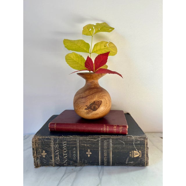 Vintage hand turned wood vase. No makers mark. Minor age wear.