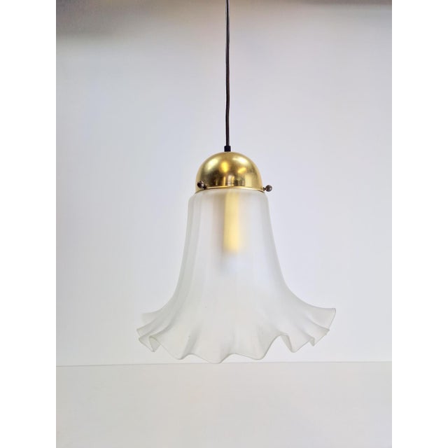 Vintage Glass & Brass Handkerchief Pendant Lamp from Peill & Putzler, 1960s For Sale - Image 11 of 11