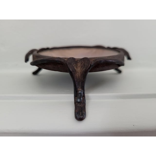 This exceptional French Art Nouveau vide-poche was produced by the historical Paris workshop Les Papillons de Peguy. A...