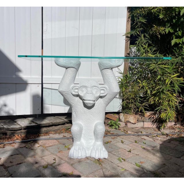 1970s Monkey Form Composite & Glass Console Sofa Table