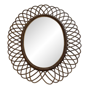Italian Mid 20th Century Franco Albini Wicker Wall Mirror
