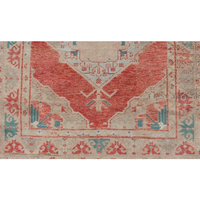 Vintage Turkish Oushak Gallery Runner With Floral's in Orange and Green 4'7 X 10'3 For Sale - Image 10 of 12