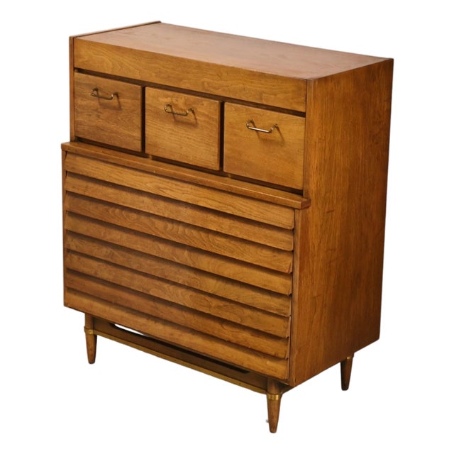Merton Gershun for American of Martinsville Dania Vintage Mid Century Modern Highboy Dresser C. 1960s For Sale