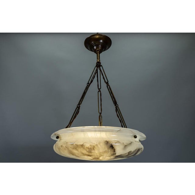 Art Deco Alabaster and Brass Pendant Light, Germany, 1920s For Sale - Image 13 of 18
