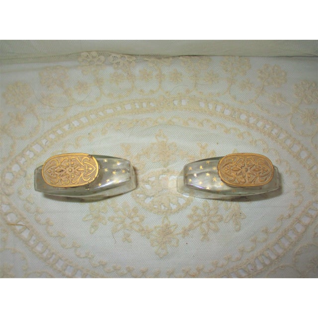 Antique Pair of Signed Ltyptane Paris Gold Star Design with Ornate Gold Stoppers Perfume Bottles For Sale In Columbia, SC - Image 6 of 13