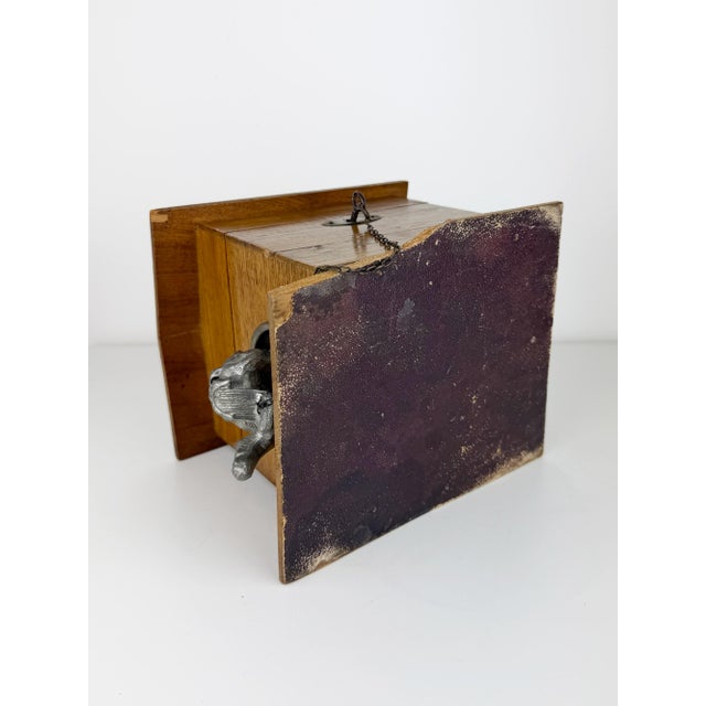 Antique 19th Century Dog Kennel Cigar Humidor Box in Wood with Metal Dog and Key, 1890s For Sale - Image 12 of 15