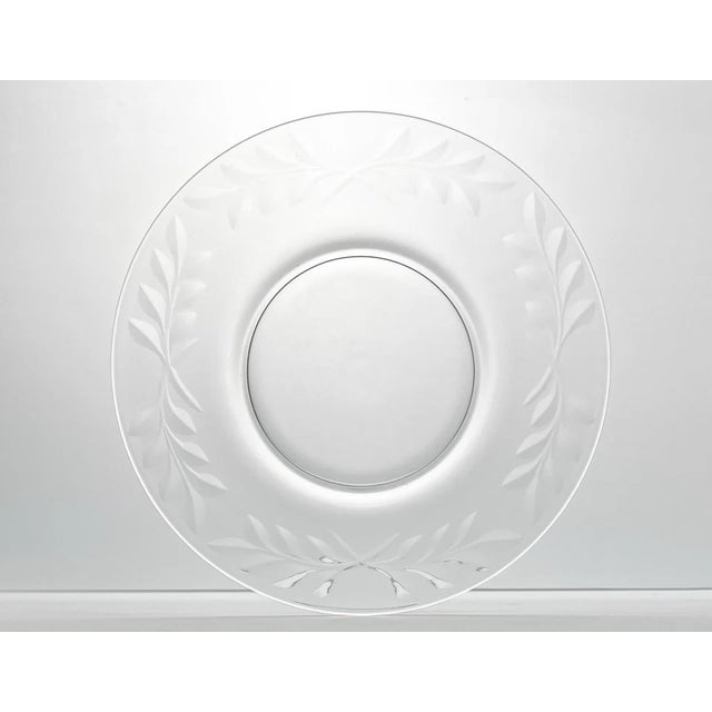 1940s Vintage Mid-Century Modern Etched Glass Salad or Luncheon Plates Laurel Leaves - Set of 10 For Sale - Image 4 of 6