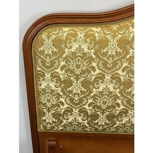 Brown Vintage French Louis XVI Style Double Bed Frame with Carved Headboard For Sale - Image 8 of 11