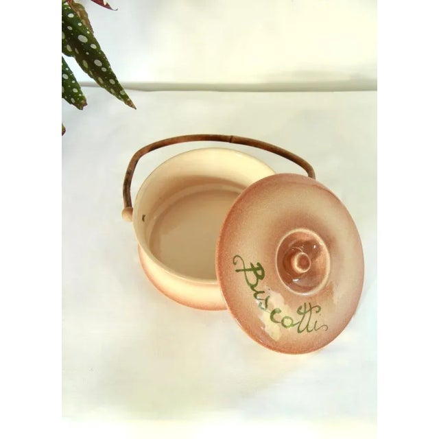 Wood Mid-Century Ceramic and Bamboo Cookie Jar, Italy, 1960s For Sale - Image 7 of 9