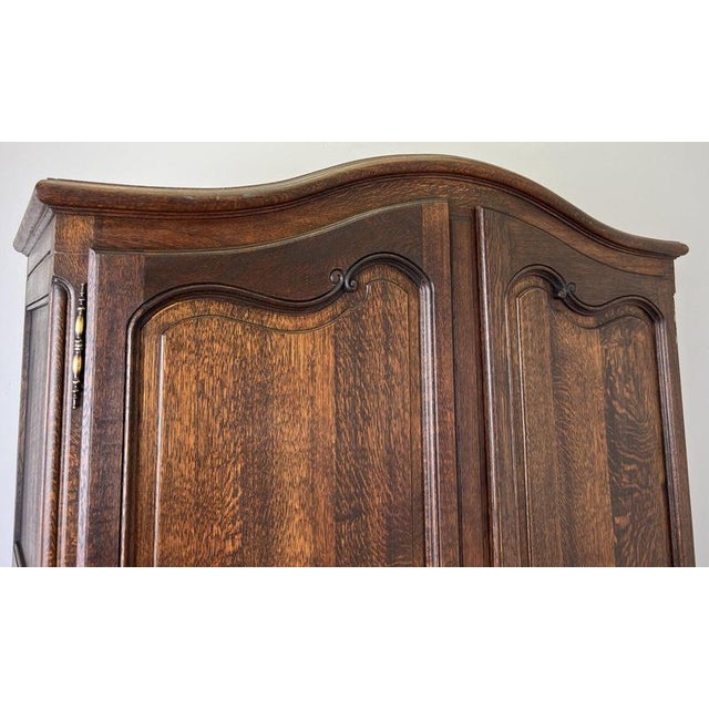 Wood Antique French Louis XVI Carved Oak 2-Door Armoire For Sale - Image 7 of 14