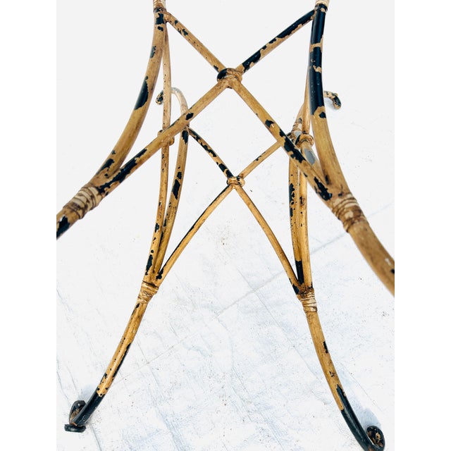 60's Midcentury Wrought Iron Base With Glass Top Patio/Outdoor Table For Sale - Image 9 of 11