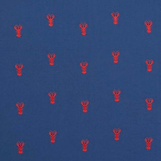 Schumacher, Lobster Embroidery, Navy Fabric- 3.5 Yards For Sale