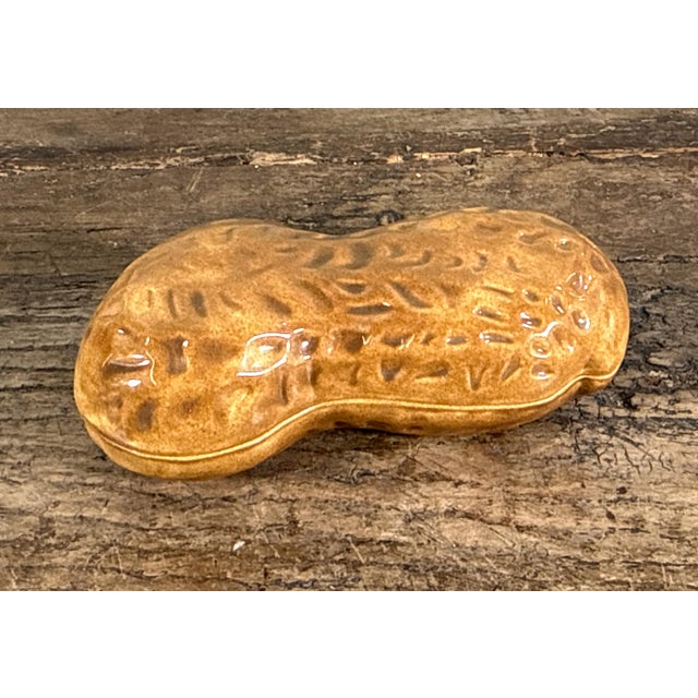 Oversized Vintage Ceramic Peanut Shaped Lidded Trinket Box For Sale In Providence - Image 6 of 6
