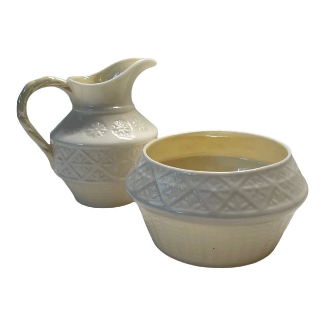 Vintage Belleek Cleary Cream & Sugar Set- 2 Pieces For Sale